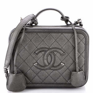 Chanel Medium Filigree Vanity Case Quilted Caviar